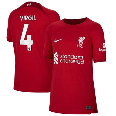 Nike Kids' Youth  Virgil Van Dijk Red Liverpool 2022/23 Home Replica Player Jersey