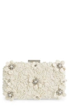 Olga Berg Beth Bead & Crystal Clutch In Ivory