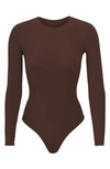 Skims Womens Cocoa Fits Everybody Long-sleeve Stretch-woven Body