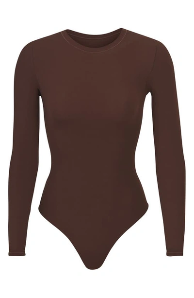 Skims Womens Cocoa Fits Everybody Long-sleeve Stretch-woven Body