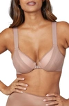 Spanx Illusion Lace Full Coverage Bra In Cafe Au Lait/ Vintage Rose