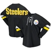 Fanatics Branded Black Pittsburgh Steelers Spirit Jersey Lace-up V-neck Long Sleeve T-shirt In Black