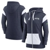 NIKE NIKE COLLEGE NAVY/WHITE SEATTLE SEAHAWKS PLUS SIZE MONACO FULL-ZIP LIGHTWEIGHT HOODIE