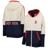 G-iii 4her By Carl Banks Women's  Oatmeal, Navy Boston Red Sox Shuffle It Raglan Full-zip Hoodie In Oatmeal