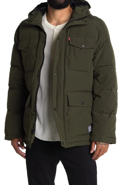 Levi's 4 Pocket Puffer Jacket In Olive