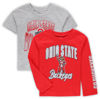 OUTERSTUFF PRESCHOOL SCARLET/HEATHER GRAY OHIO STATE BUCKEYES GAME DAY T-SHIRT COMBO PACK