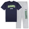 CONCEPTS SPORT CONCEPTS SPORT COLLEGE NAVY/HEATHER grey SEATTLE SEAHAWKS BIG & TALL T-SHIRT & PAJAMA trousers SLEEP SE