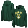 Tommy Hilfiger Women's  Green Green Bay Packers Becca Drop Shoulder Pullover Hoodie In Green