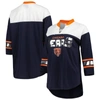 G-III 4HER BY CARL BANKS G-III 4HER BY CARL BANKS NAVY/WHITE CHICAGO BEARS DOUBLE TEAM 3/4-SLEEVE LACE-UP T-SHIRT