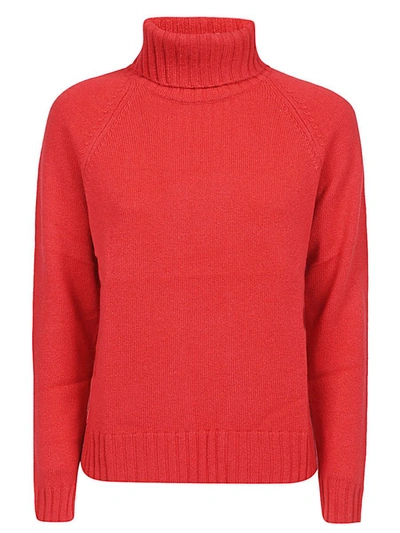 Alessandro Aste Wool Blend Cashmere High Neck Sweater In Red