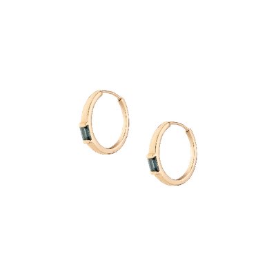 Aurate New York X Michelle: Tranquility Blue Topaz Medium Hoop Earrings In Yellow