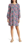 LILLY PULITZER DIANN FLORAL PRINT LONG SLEEVE COTTON KNIT SHIFT DRESS
