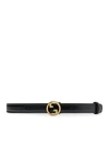 Gucci Blondie Thin Leather Belt In Black