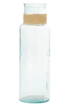 Ginger Birch Studio Clear Recycled Glass Vase With Rattan Detail In Clear