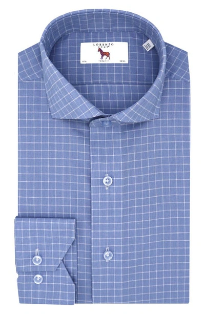 Lorenzo Uomo Trim Fit Windowpane Dress Shirt In Slate Blue