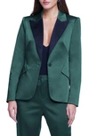 L Agence Chamberlain Colorblock Satin Blazer In Botanical Green