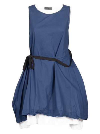 Maria Calderara Cotton Short Sculptured Dress In Blue