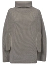 Sa Su Phi Ribbed Wool High Neck Cape In Green