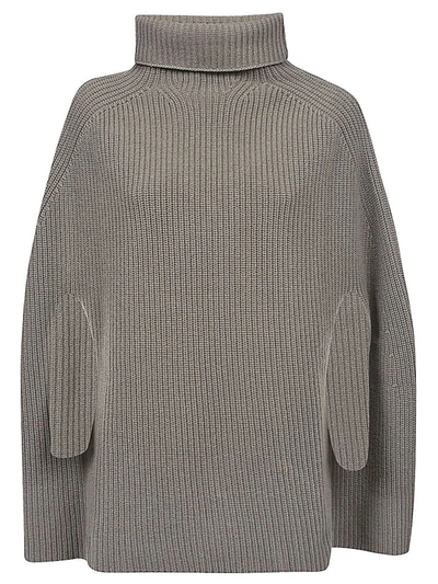 Sa Su Phi Ribbed Wool High Neck Cape In Verde