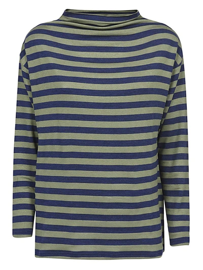 Shirt C-zero Wool Blend Striped Jumper In Green