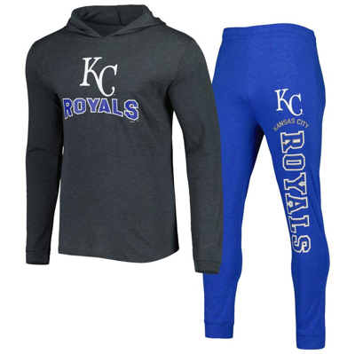 Concepts Sport Men's  Royal, Charcoal Kansas City Royals Meter Hoodie And Joggers Set In Royal,charcoal