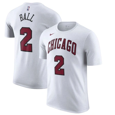 Nike Men's  Lonzo Ball White Chicago Bulls 2022/23 City Edition Name And Number T-shirt