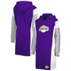 G-III 4HER BY CARL BANKS G-III 4HER BY CARL BANKS PURPLE/WHITE LOS ANGELES LAKERS BOOTLEG LONG SLEEVE HOODIE T-SHIRT DRESS