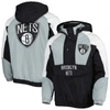 STARTER STARTER BLACK BROOKLYN NETS BODY CHECK RAGLAN HOODIE HALF-ZIP JACKET