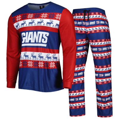 Foco Navy New York Giants Team Ugly Pajama Set