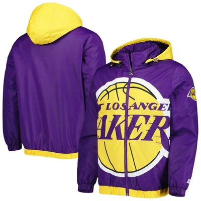 Starter Purple Los Angeles Lakers The Triple Double Full-zip Hoodie Jacket