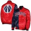 Starter Men's  Navy, Red Washington Wizards Fast Break Satin Full-snap Jacket In Navy