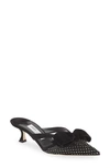 Jimmy Choo Flaca 50 Bow And Crystal-embellished Mesh And Suede Mules In Black/ Hematite