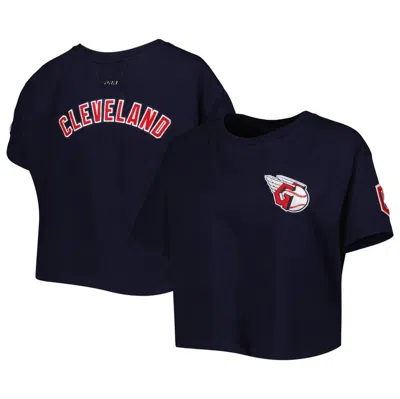 Pro Standard Navy Cleveland Guardians Classic Team Boxy Cropped T-shirt