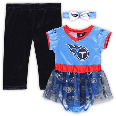 Jerry Leigh Babies' Infant Boys And Girls Light Blue, Navy Tennessee Titans Tailgate Tutu Game Day Costume Set In Light Blue,navy