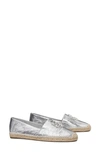 Tory Burch Eleanor Metallic Medallion Loafer Espadrilles In Silver