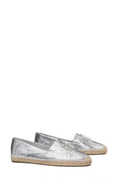 Tory Burch Eleanor Metallic Medallion Loafer Espadrilles In Silver