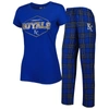 Concepts Sport Women's  Royal Kansas City Royals Badge T-shirt And Pajama Pants Sleep Set In Royal