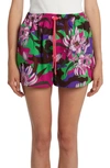 MONCLER FLORAL COTTON POPLIN SHORTS