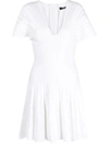 Balmain Pleated Mesh Mini Dress In Blanc