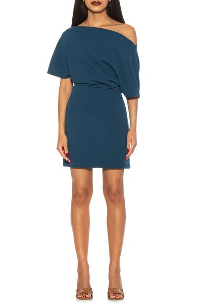 Alexia Admor Suri Draped One-shoulder Minidress In Navy