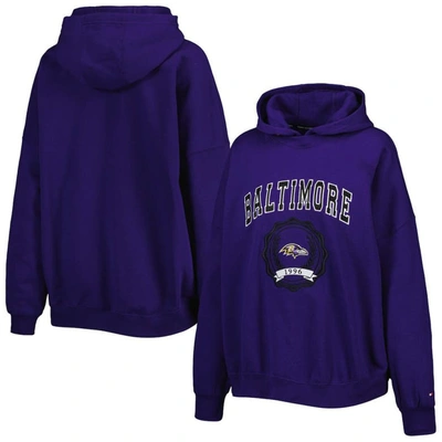 Tommy Hilfiger Purple Baltimore Ravens Becca Drop Shoulder Pullover Hoodie