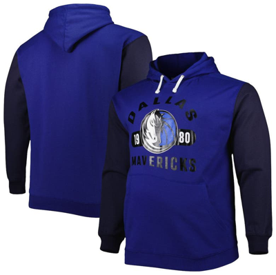 Fanatics Men's  Blue, Navy Dallas Mavericks Big And Tall Bold Attack Pullover Hoodie In Blue,navy