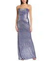 RENE RUIZ STRAPLESS METALLIC KNIT GOWN