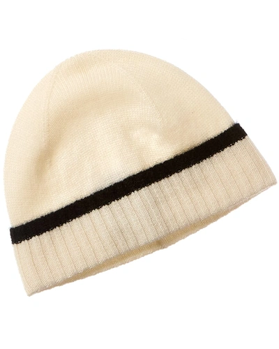 Phenix Jersey Tipped Cuffed Cashmere Hat In White