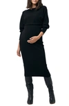 Ripe Maternity Sloan Long Sleeve Rib Stitch Maternity Dress In Black