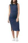 Ripe Maternity Layered Knit Sleeveless Nursing Dress Ink In Ink