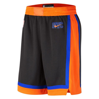 Nike Men's  Black New York Knicks 2022/23 City Edition Swingman Shorts In Black/orange