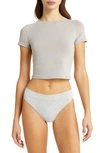 Skims Raglan Crop T-shirt In Silver