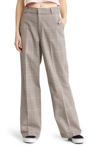 Dickies Bakerhill Plaid Wide Leg Twill Pants In Brown Plaid