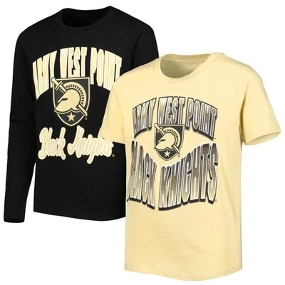 Outerstuff Kids' Big Boys Black, Gold Army Black Knights Game Day T-shirt Combo Pack In Black,gold